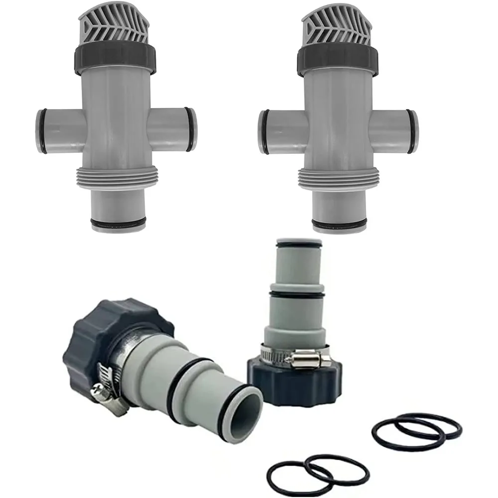 

11872 Dual Split Hose Plunger Valve Hose Connector and 1.5" to 1.25" Hose Adapter for Above Ground Pool Setup(2 PCS)