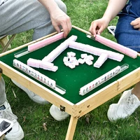 Outdoor Mini Mahjong Set with Folding Mahjong Table Portable Mah Jong Game Set For Travel Family Leisure Time Entertainment 1