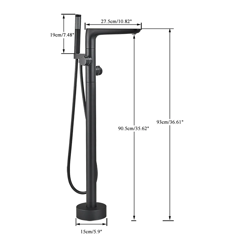 Uythner Black Waterfall Bathtub Faucet Set Floor Standing Bath Mixer Tap Dual Handles Shower Bathtub Tap For Bathroom Faucets