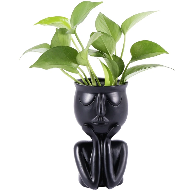 

2 Pc Character Portrait Flower Pot Resin Succulent Plant Pot Abstract Face Flower Pot Household Desktop Vase
