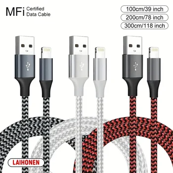 Câble USB A vers Lightning MFi certifié, 1M 2M 3M, pour iPhone 14 13 12 11 X XR Pro Max, câble de charge rapide, cordon de données