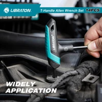 LIBRATON 14 шт. метрический и SAE шестигранный ключ с Т-образной ручкой, набор шестигранных ключей с Т-образной ручкой, инструмент для ремонта авто велосипеда, со стойкой для хранения, конструкцией с двумя наконечниками — изображение 6