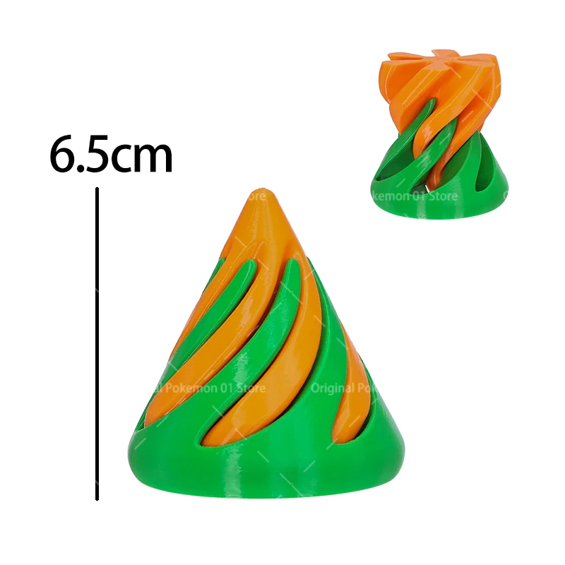Premium 3D Impossibile Cono, Spirale, Piramide Fidget, Spirale Cono, Illusion Fidget Toy, Giocattolo Anti-Stress (Nero-Arancione