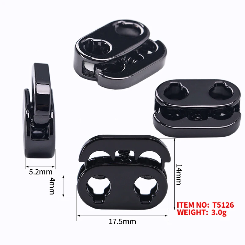 5Pcs Shock Cord Rope Stopper Alloy Spring Buckles Metal Cord Lock Clothes 2 Hole Replacement Hoodie Shoes Bag Crafts