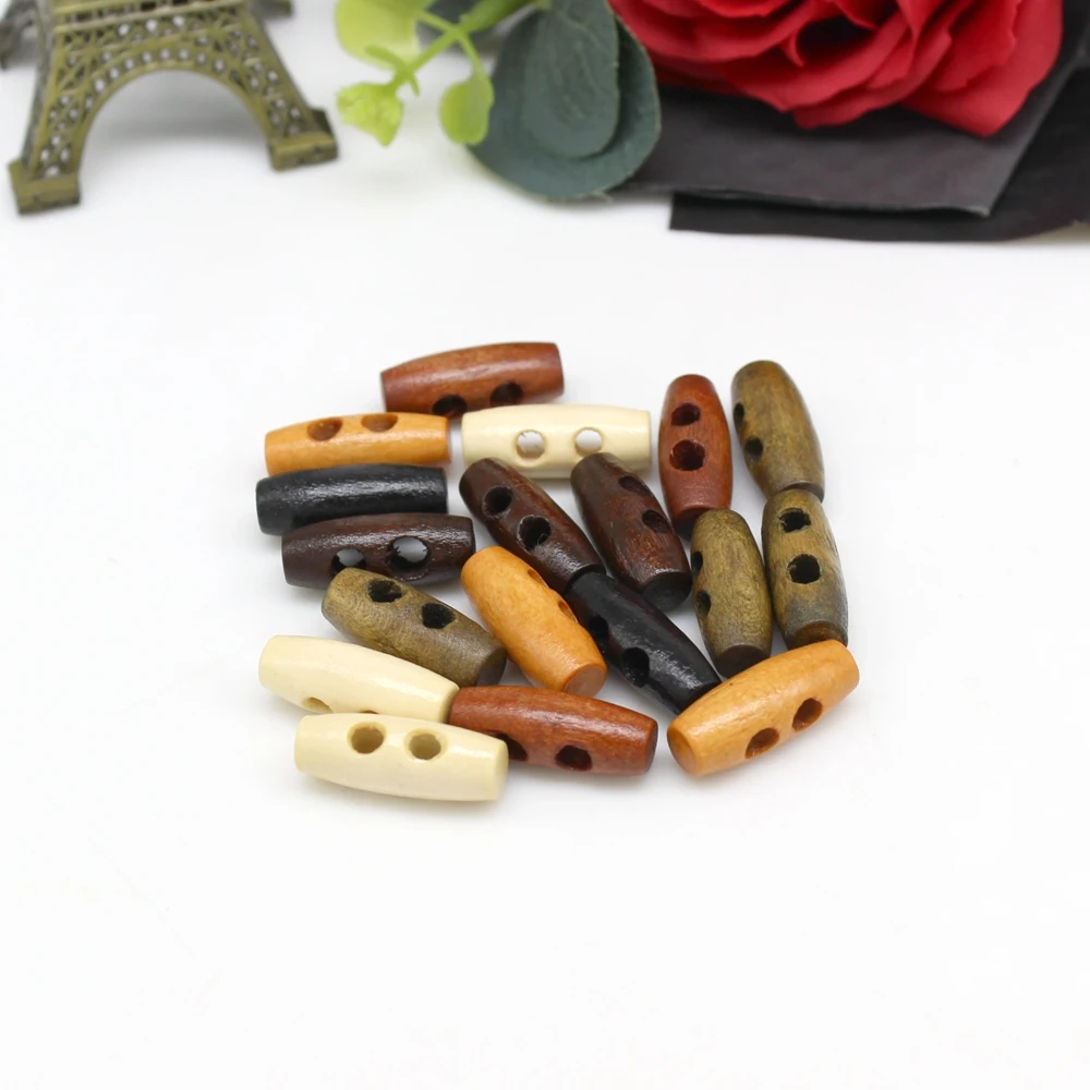 50pcs Long 20MM 2-Holes Garment Wooden Button DIY Lovely Cartoon Clothes Accessories 6