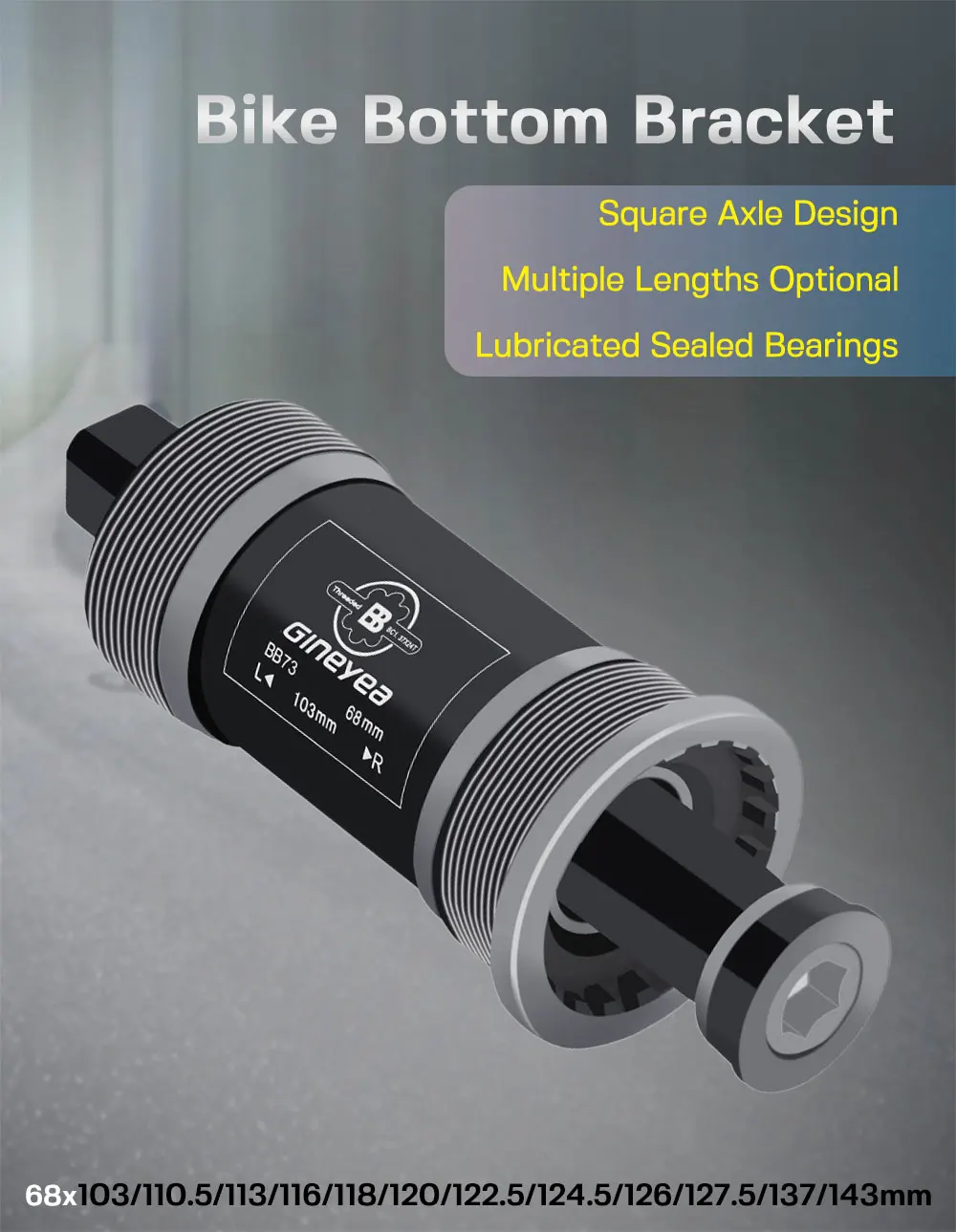 Description Picture 2 of itemBicycle Bottom Bracket 68*103 110.5 113 116 118 120 122.5 124 126 127.5 137 143mm Square Road Mountain Bike BB Sets Central Axis