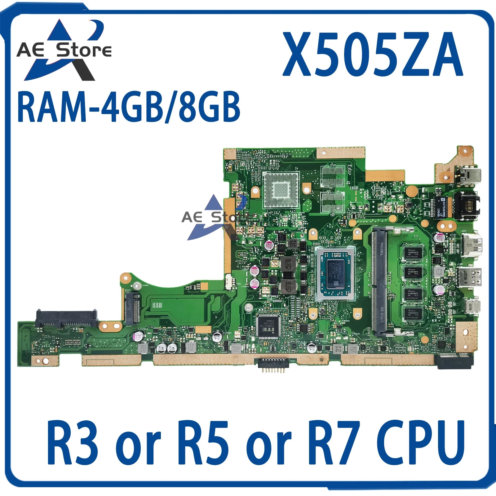 Материнская плата для ноутбука X505ZA Материнская плата ASUS X505Z F505Z K505Z A505Z RX505Z R3 R5 R7 UMA RAM-4GB/8GB