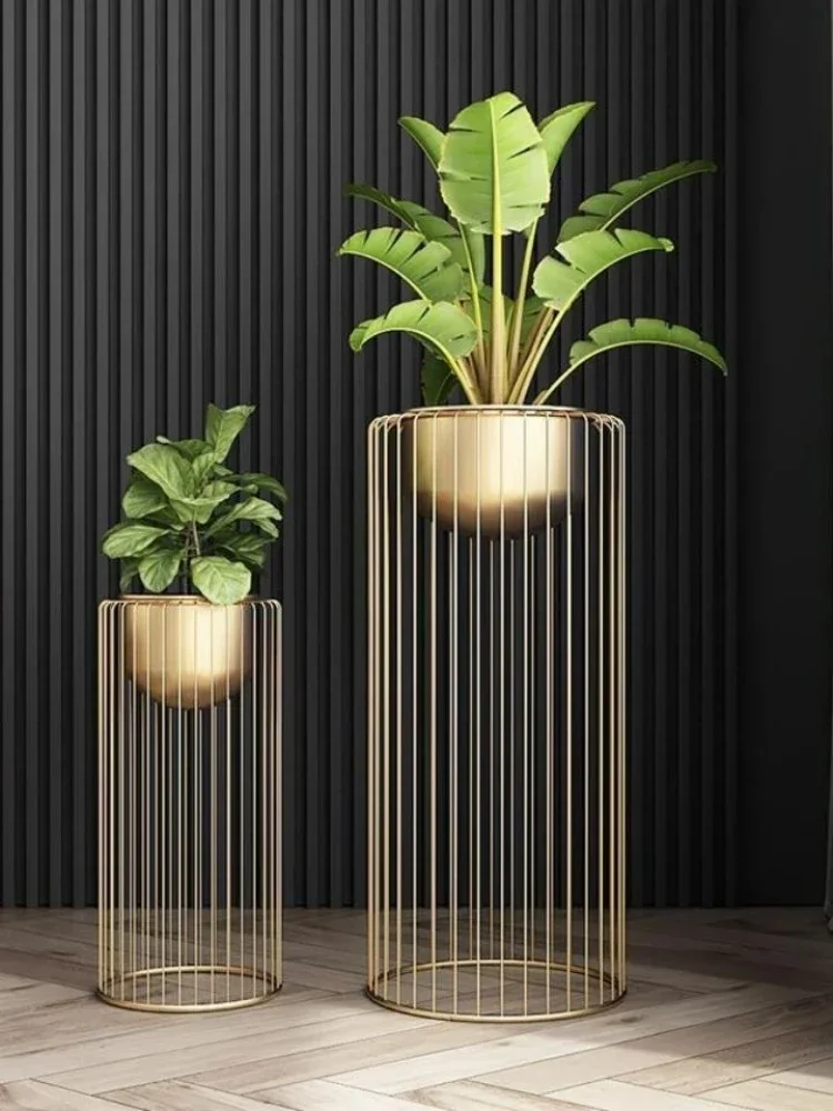 Gold Iron Flower Rack Indoor Vertical Plant Stand Living Room Balcony Elegant Flowerpot Holder Modern Home Decor