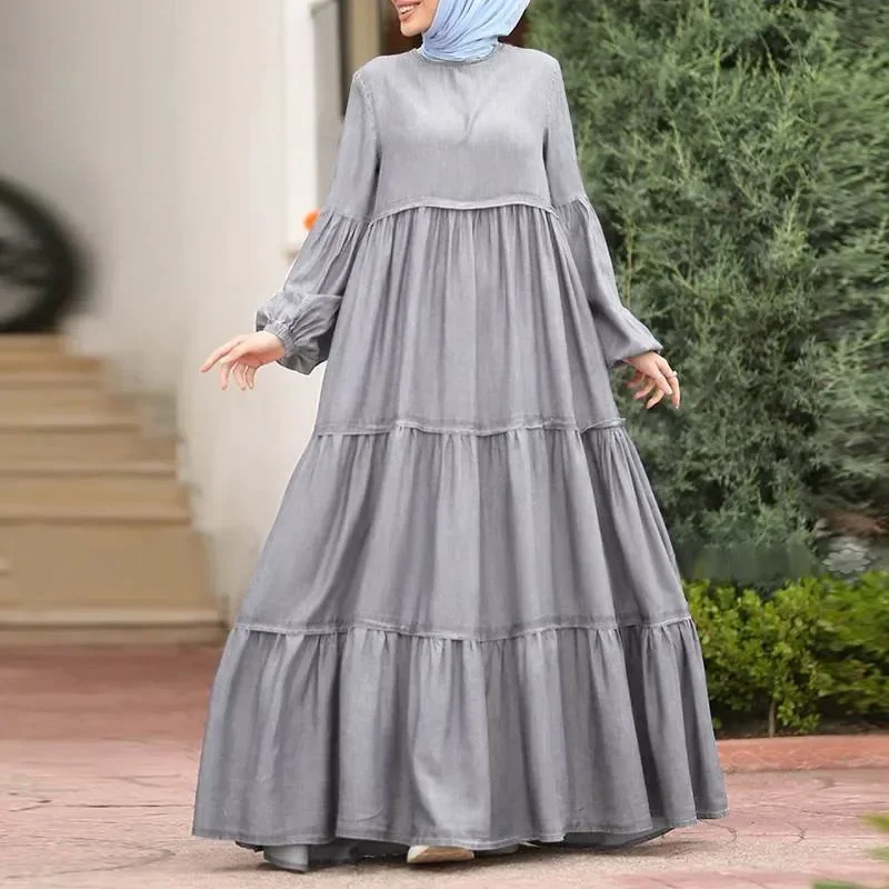 Women Islamic Robe African Dresses Dubai Turkish Modesty Kaftan Long Dress Plain Abaya Muslim Robes Ramadan Eid Muslim Clothes