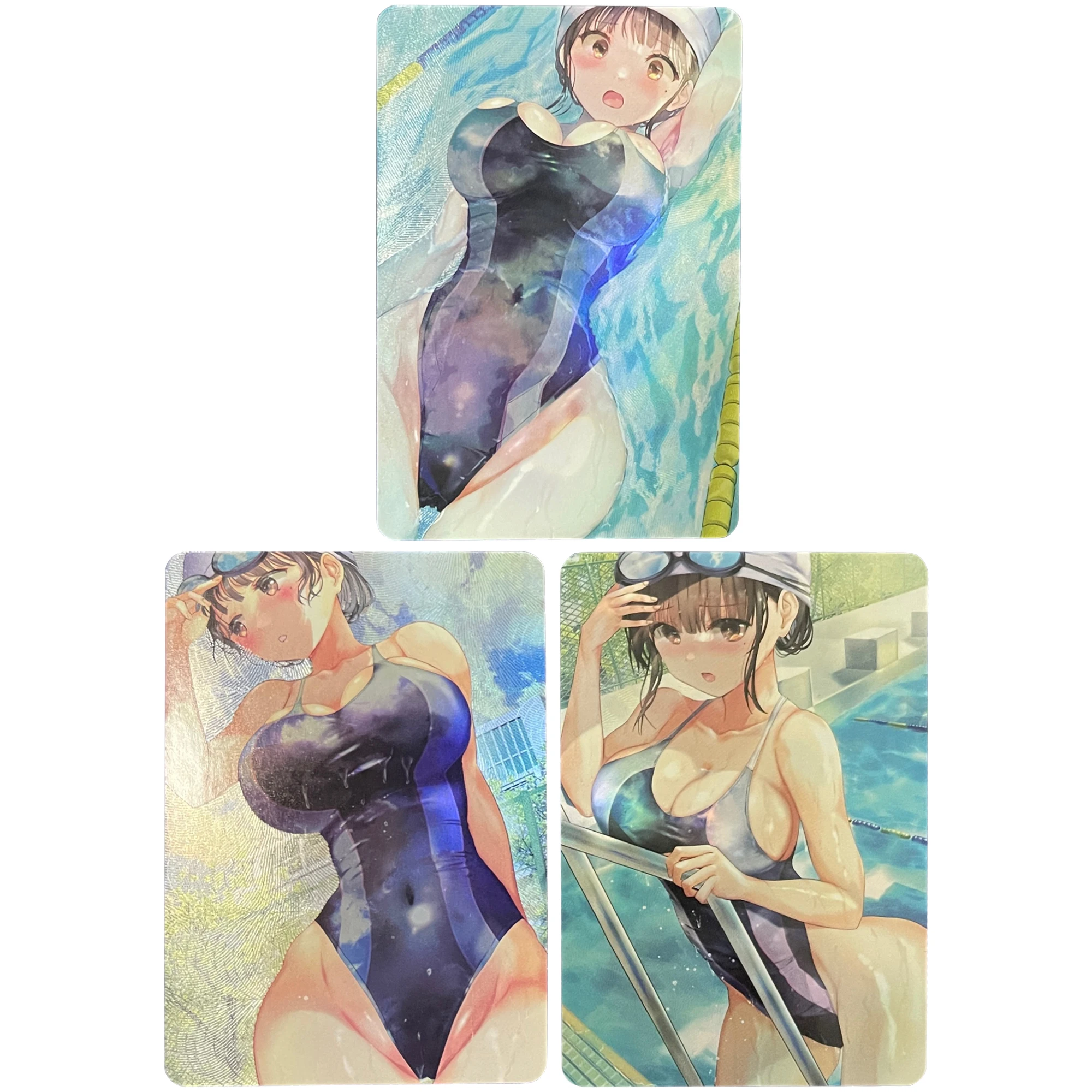 

3Pcs/set Anime Girls Flash Cards ACG Kawaii Swimwear Series Game Anime Collection Cards Gift Toys