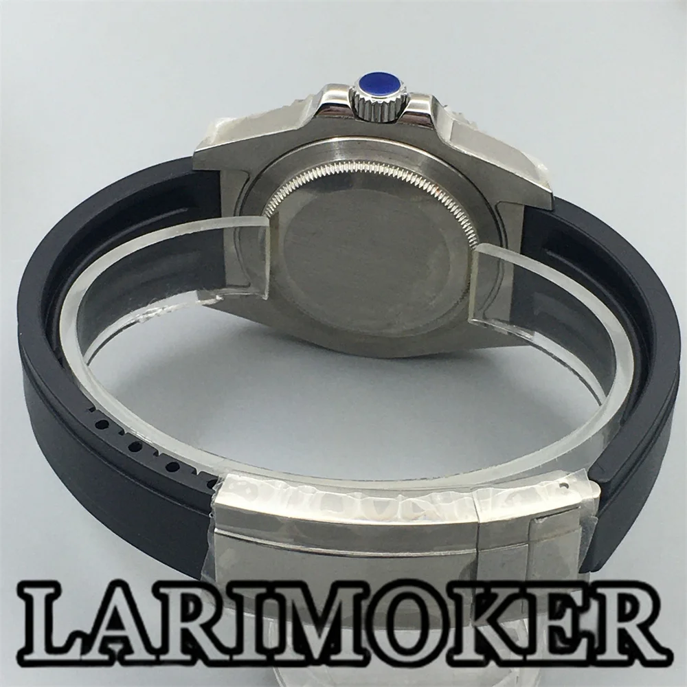 LARIMOKER 40.5mm Men&lsquo;s fashion watch NH34(GMT) Movement with ceramic bezel sapphire C3 Green luminous Black Dial watch