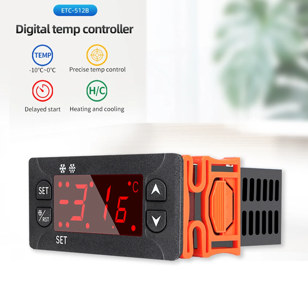 디지털 온도 조절기 ETC-512B 온도 조절기 습도 측정기 12V 24V 220V 냉각 온도 조절기