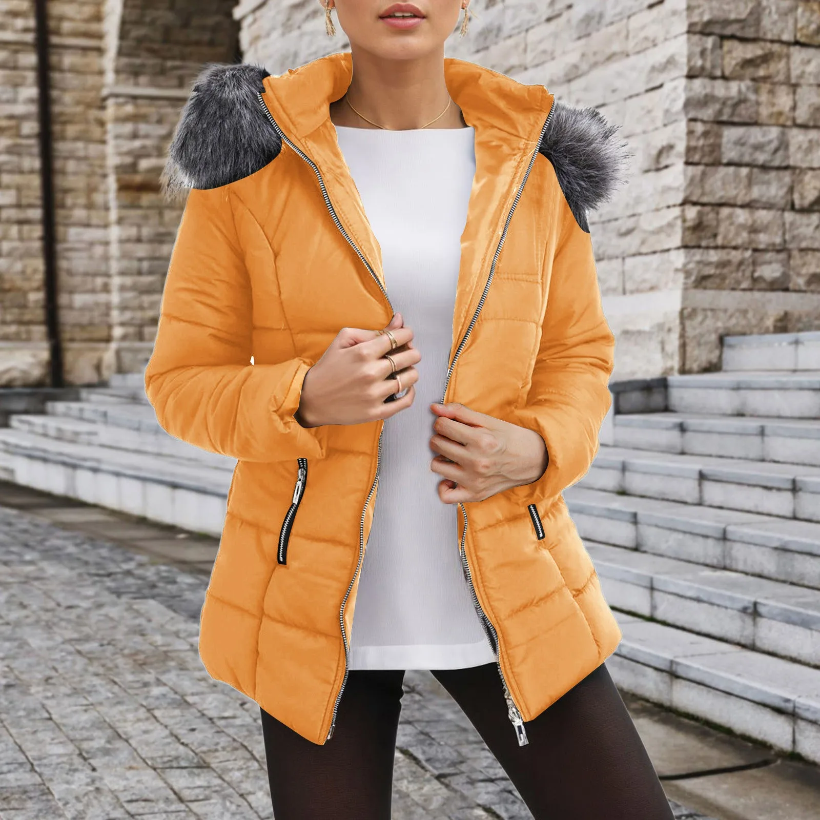

Women Parka Fur Collar Winter Jacket New 2023 Korean Hooded Thick Warm Long Female Coat Casual Outwear Down Cotton Jacket Parkas