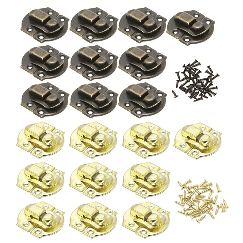 

10x Antique Metal Lock Catch Curved Buckle Horn Clasp Hook Gift Jewelry Box Padl