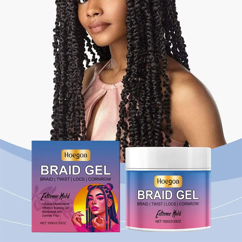 100g Strong Hold Lock And Twist Tames Frizz Edge Braiding Gel For African Hair High Shine Braids Weaving Styling Pomade A4L9