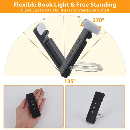 Clip-on Bookmark Book Light With Timer USB Rechargeable Reading Light Mini Led Read Light Portable Bedside Desk Light Read Lamp - Image 4