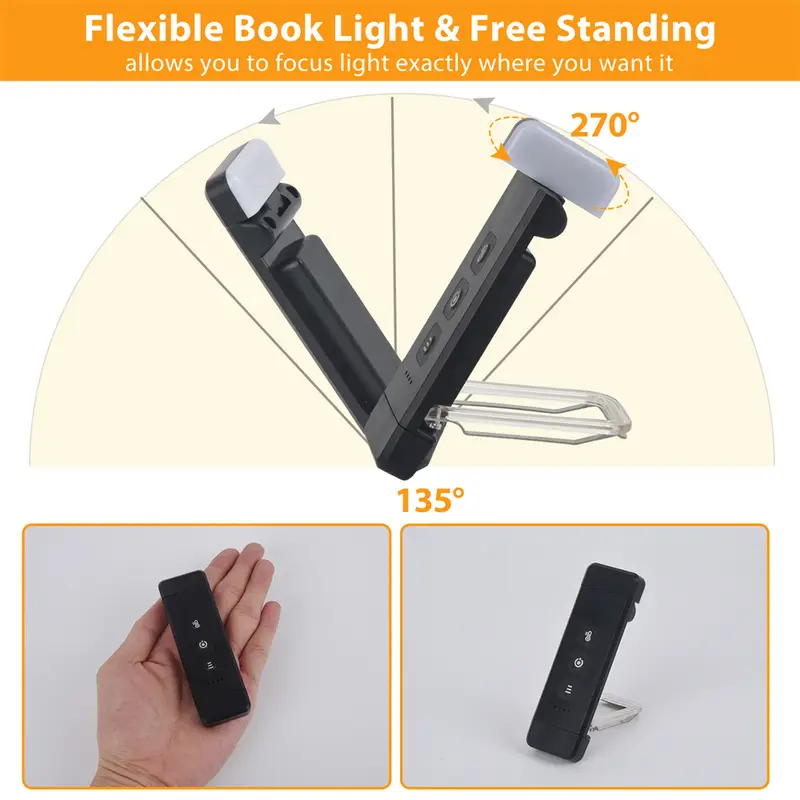 Clip-on Bookmark Book Light With Timer USB Rechargeable Reading Light Mini Led Read Light Portable Bedside Desk Light Read Lamp - Image 4