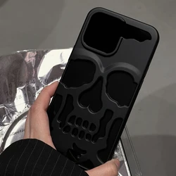 Hollow Skull TPU Soft Bumper Plating Phone Case - 15ProMax (Matte black)
