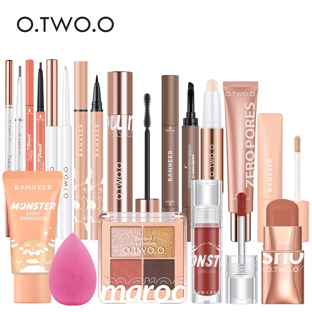 

O.TWO.O 7-14pcs Mascara Eyebrow Eyeliner Pencil Contour Concealer Liquid Foundation Eyeshadow Face Primer Blush Lipstick Makeup