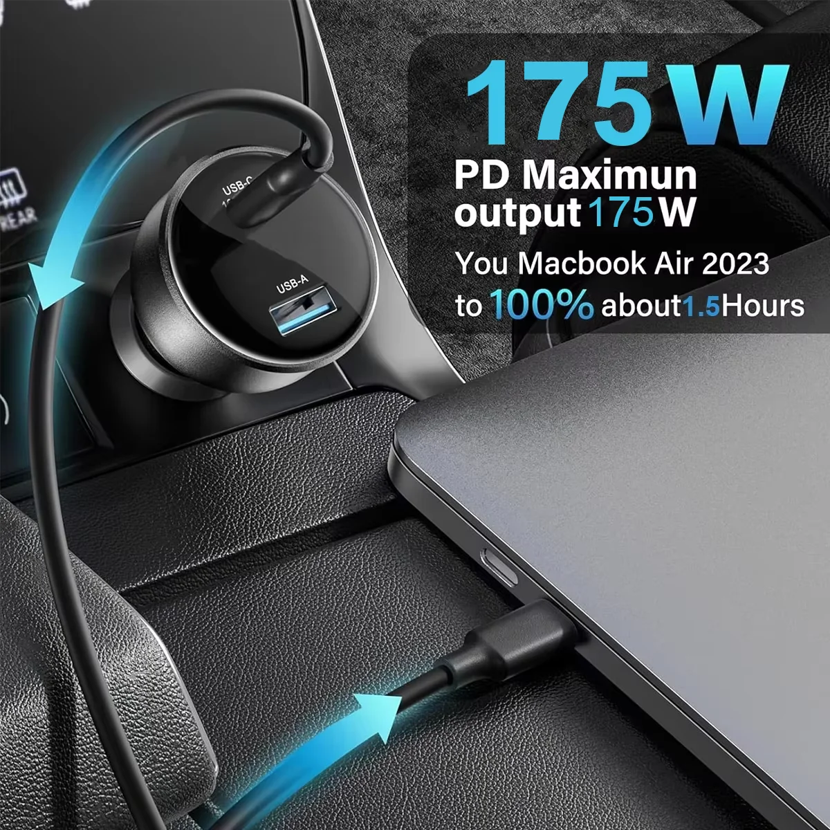 For Starlink Mini PD175W Super Fast For StarLink Space-x Mini USBC To DC Cable Cigarette Lighter Charger Adapter Power Supply 2