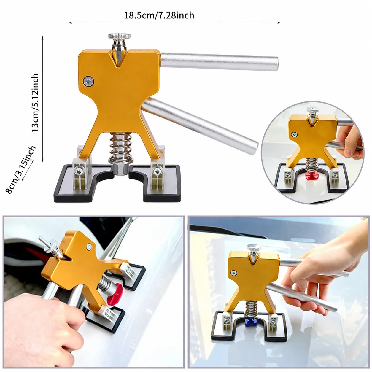Strumenti per la riparazione di ammaccature su auto nuove, inclusi un kit di riparazione ammaccature senza vernice e kit di rimozione per ammaccature della carrozzeria. - Image 2