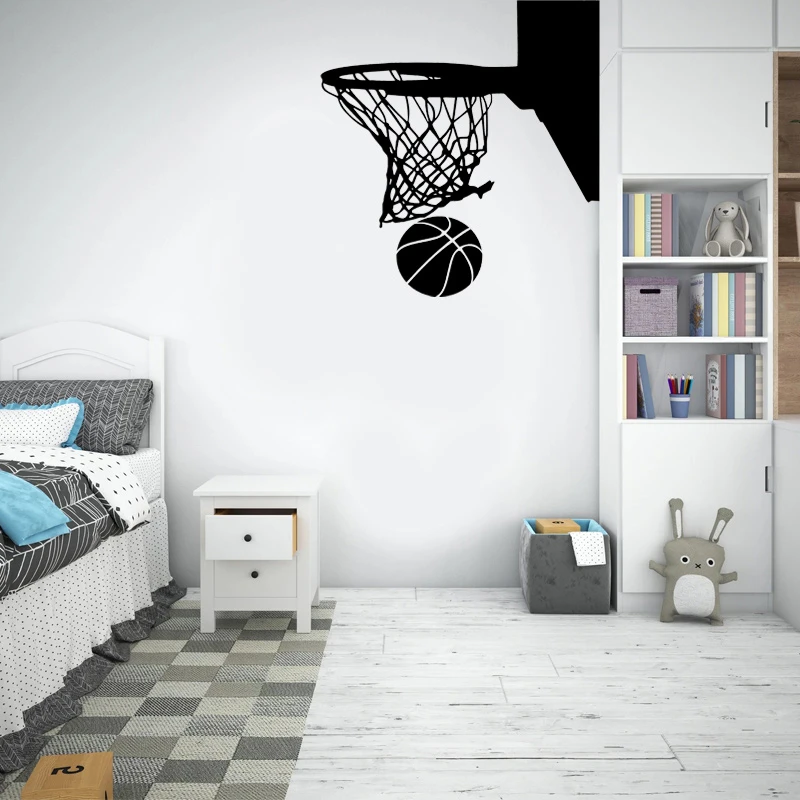 Basketbal Muurtattoo Vinyl Home Decoratie Voor Jongens Kamer Tieners Sport Basketbal Sticker Decor Behang 3D32|Wandstickers| - AliExpress