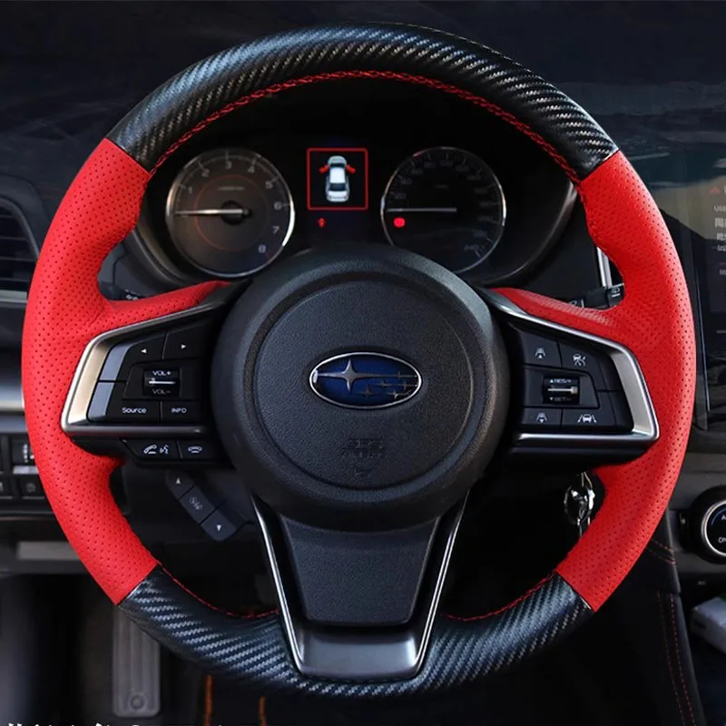 

DIY Hand Stitched Genuine leather car Steering Wheel Cover for Subaru Forester 2019 Ascent 2019 Crosstrek 2018-2019 car Interior