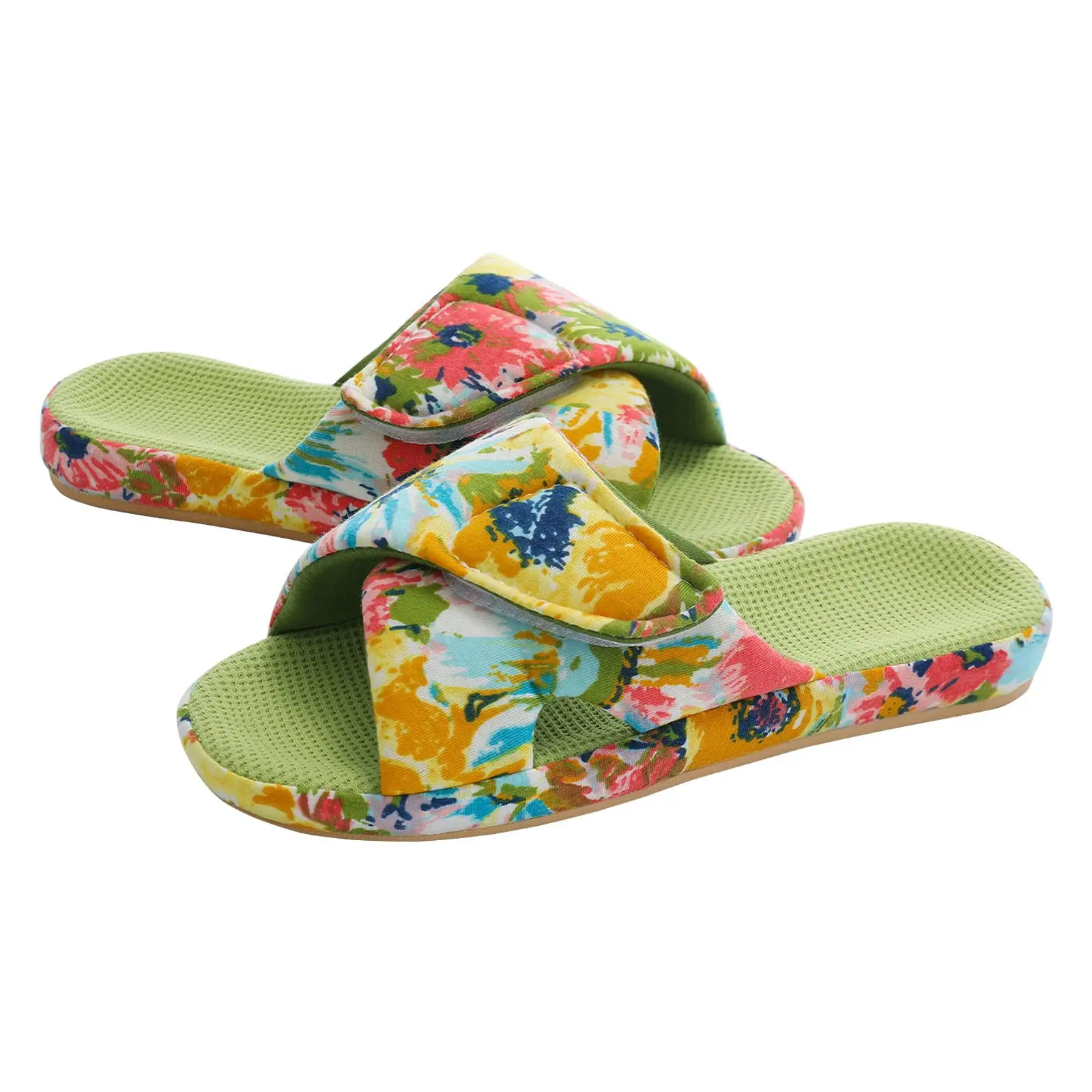Eyriphy Women Waffle Cotton Slippers Memory Foam Flat Sandals - Main Image