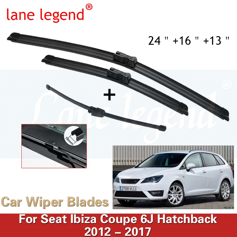 Spazzole Tergicristallo Anteriore E Posteriore Per Seat Ibiza Coupe 6J Hatchback 2012 - 2017 Parabrezza Parabrezza 24 "16" 13"