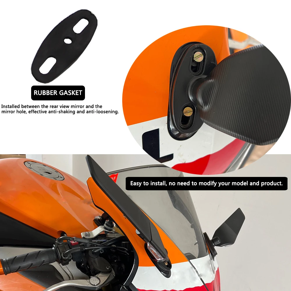 ESPEEDMTC per Yamaha R6 R7 2017-2023 Retrovisore Specchio Copertura Laterale Specchio Hole cap Specchio Mount Copertura Decorativa Parabrezza Copertura CNC Lega di Alluminio (Nero
