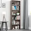 6 Tier Bookcase Standard Display Bookshelf E1 Grade Wood Home Living Room Office Storage Organizer Dark Oak Finish Stable 6