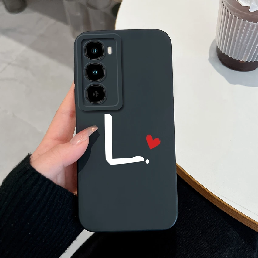 Cute Couple Letters Pattern Lens Protection Soft Silicone Advanced Anti-Fall Fingerprint Resistant Phone Case