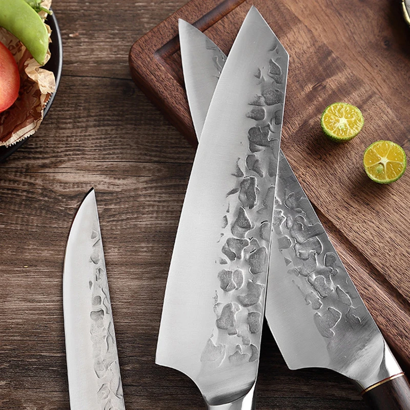 XITUO Forged Hammer mark Damascus Kitchen Knife 1-8 Piece Damascus