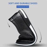 LAORENTOU summer 2024 New White Leather Shoes Hollow Breathable Genuine Leather Casual Men's Shoes Small White Shoes 95268 2