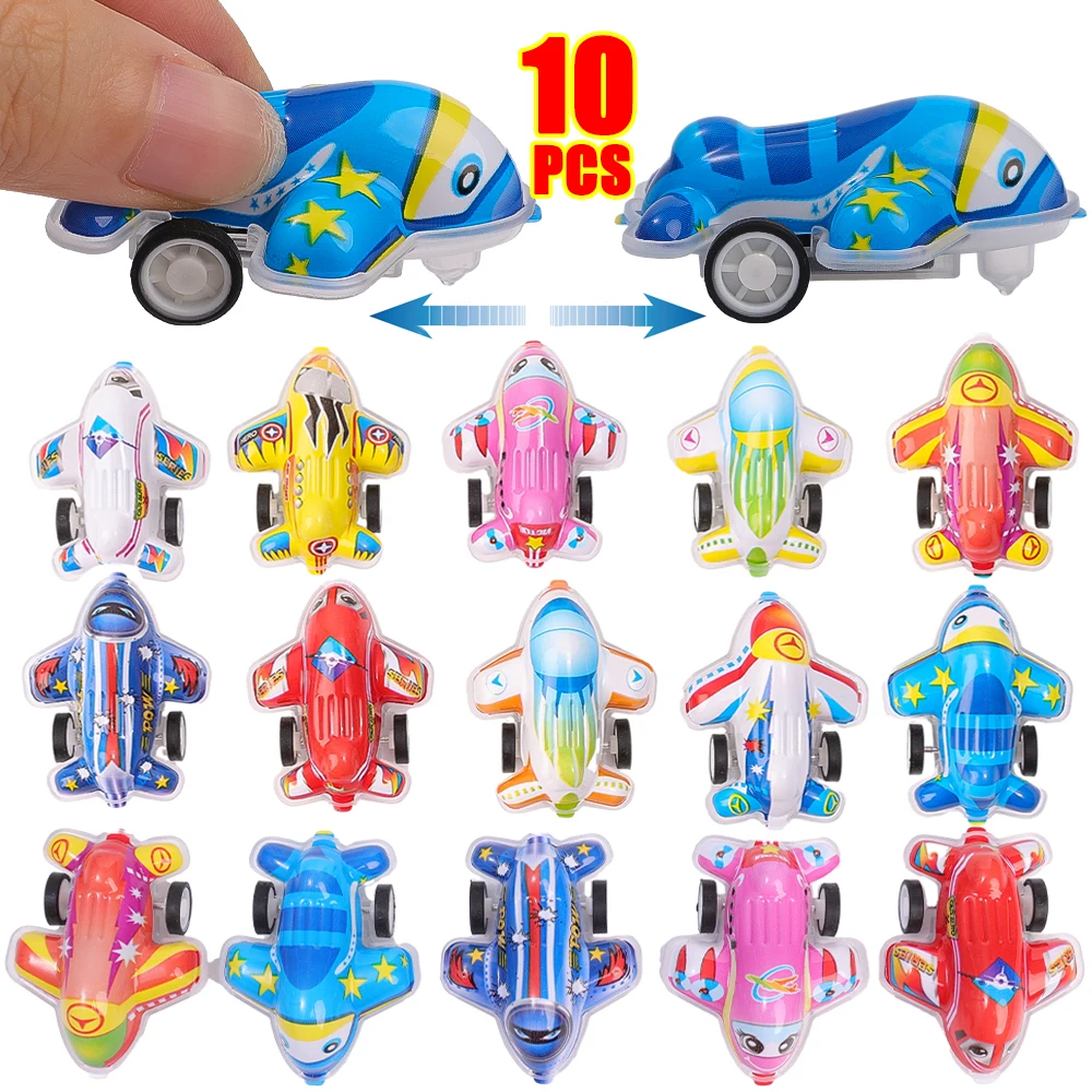 

Baby Mini Plastic Aircraft Toys Set Wholesale Kids Color Drawing Pattern Pull-back Aircraft Model Game Toy Kindergarten Gifts