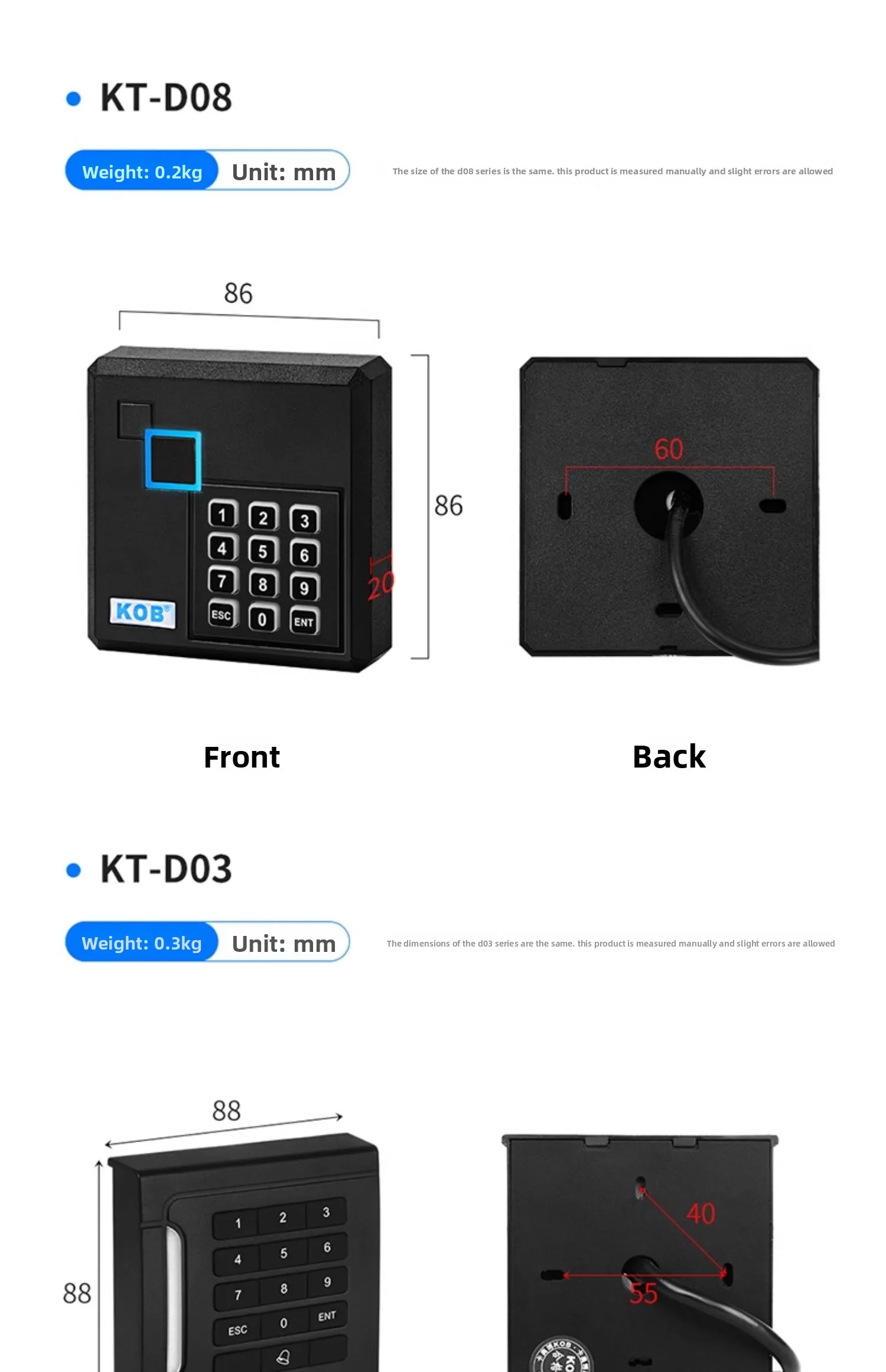 access control reader IDIC card reader WG26 waterproof adhesive WG34