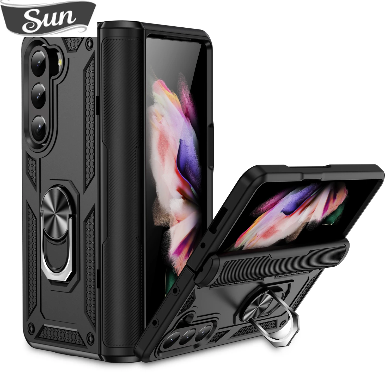 Custodia Rigida Per Cavalletto Per Samsung Galaxy Z Fold5 Fold4 Fold4 Fold4 5G Zfold5 Zfold4 Custodia Per Supporto Per Anello Da Dito