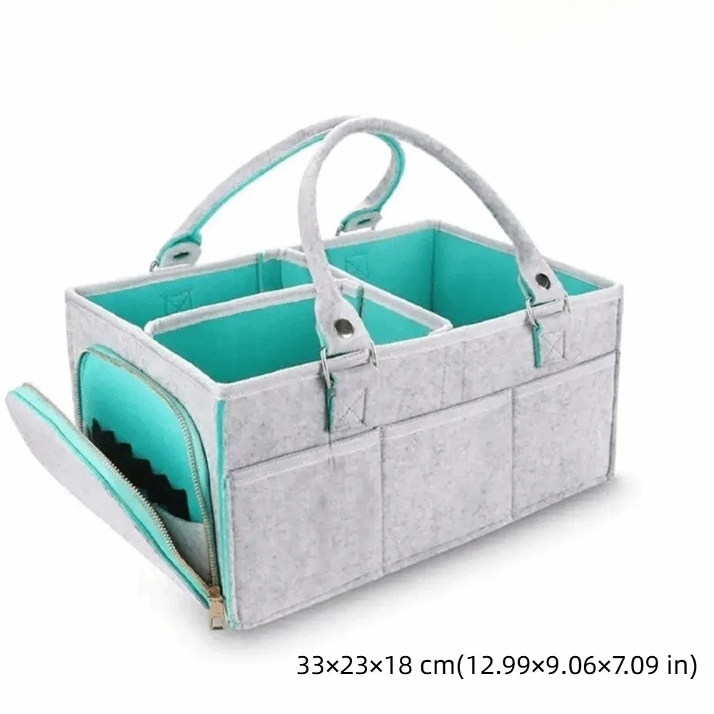 New Felt Baby Diaper Storage Bag Portable Large Pocket Mommy Bag Large Capacity Nursery Organizer Infant Care - 6