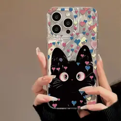 Black Cat Hearts Glossy Phone Case for Realme 14 ProPlus 5G (1)