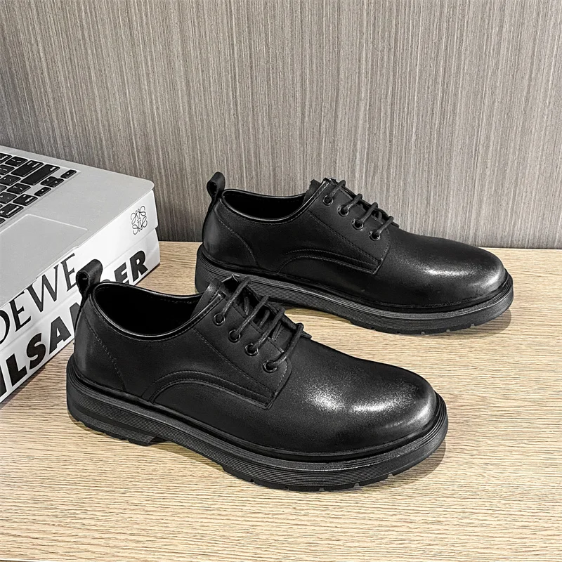

Genuine Leather Men Casual Shoes Luxury Brand Fashion Men's Boots Low Top Work boots for Man Motorcycle boots Plus Size 38-48