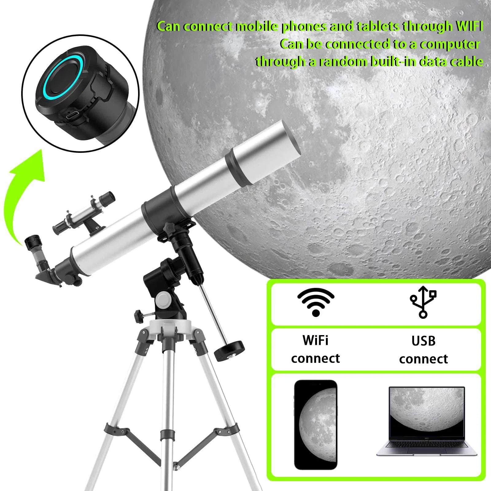 Smart Telescope WIFI High-definition Electronic Eyepiece 5-megapixel Full-color Bird Watching Mirror For Mobile Viewing
