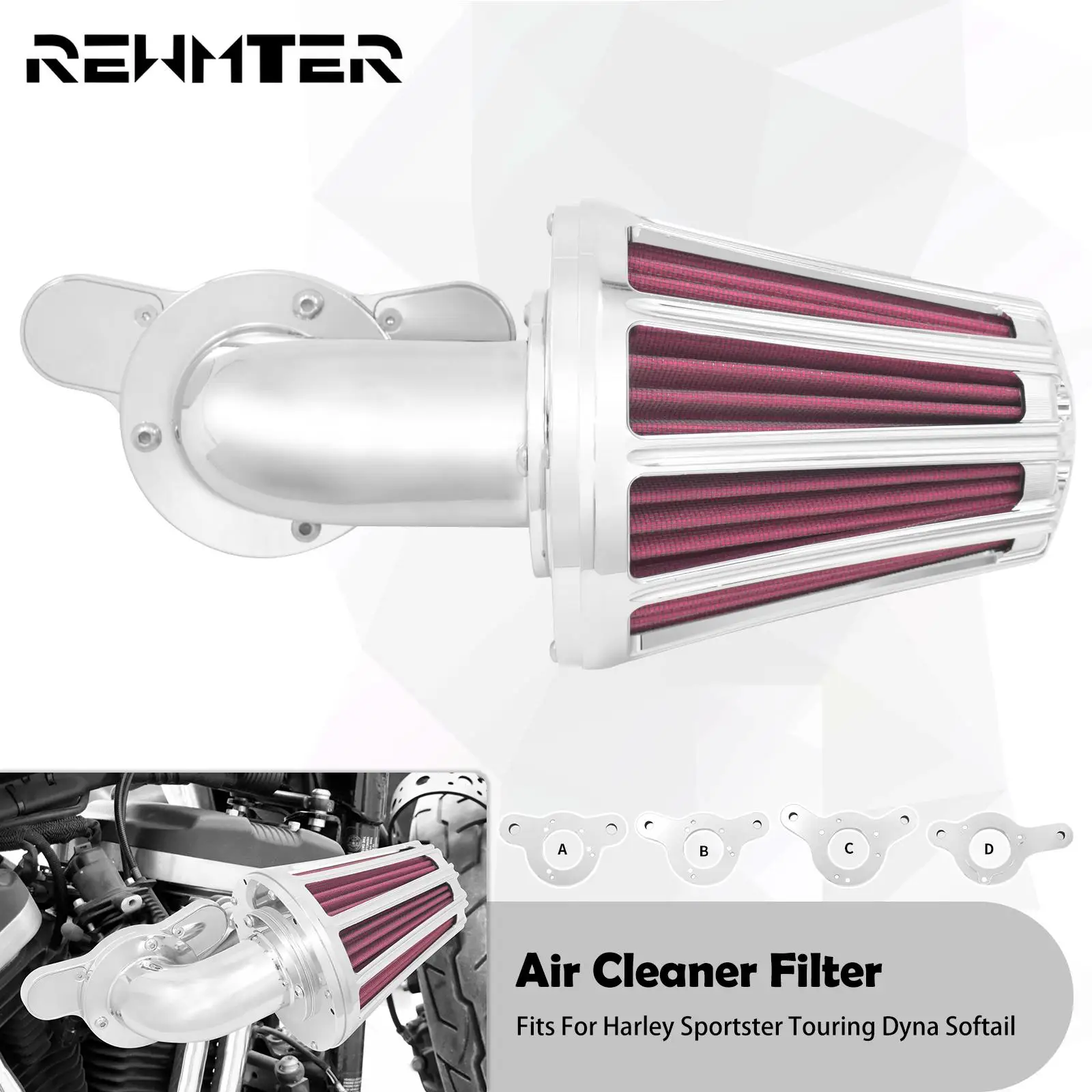

Chrome Motorcycle Air Cleaner Intake Filter System For Harley Sportster XL 1200 883 48 72 Touring Street Glide Softail Dyna FLHR