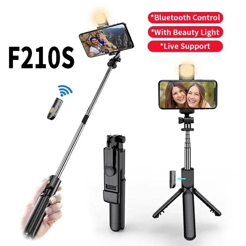 Bluetooth Selfie Stick Wireless 360º Rotating Tripod Remote Shutter Fill Light Multifunctional Retractable Stand_voghion.com