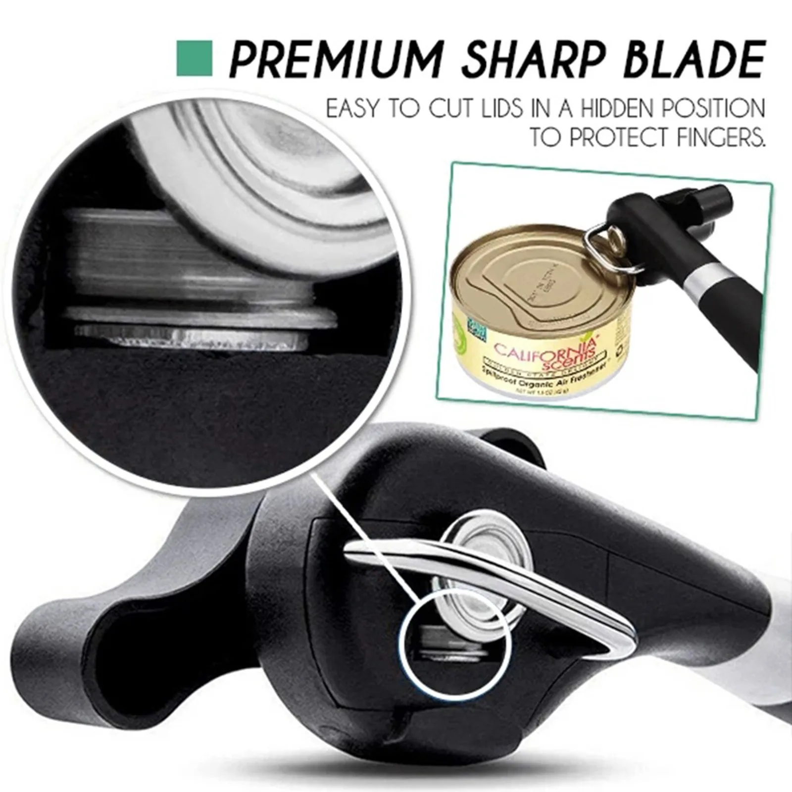 Plastic Hand-actuated Can Opener Safety Kitchen Tools Easy Grip Side Cut Manual Opener for Cans' Lid Kitchen Gadgets