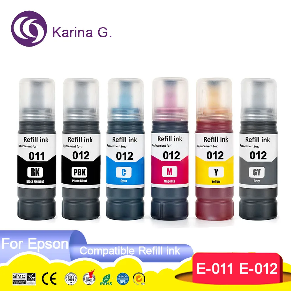 011 012 Inchiostro Di Ricarica Compatibile Per Epson Color Water Bottle Ink T011 T012 Compatibile Epson Ecotank L8160/L8180 Ink.
