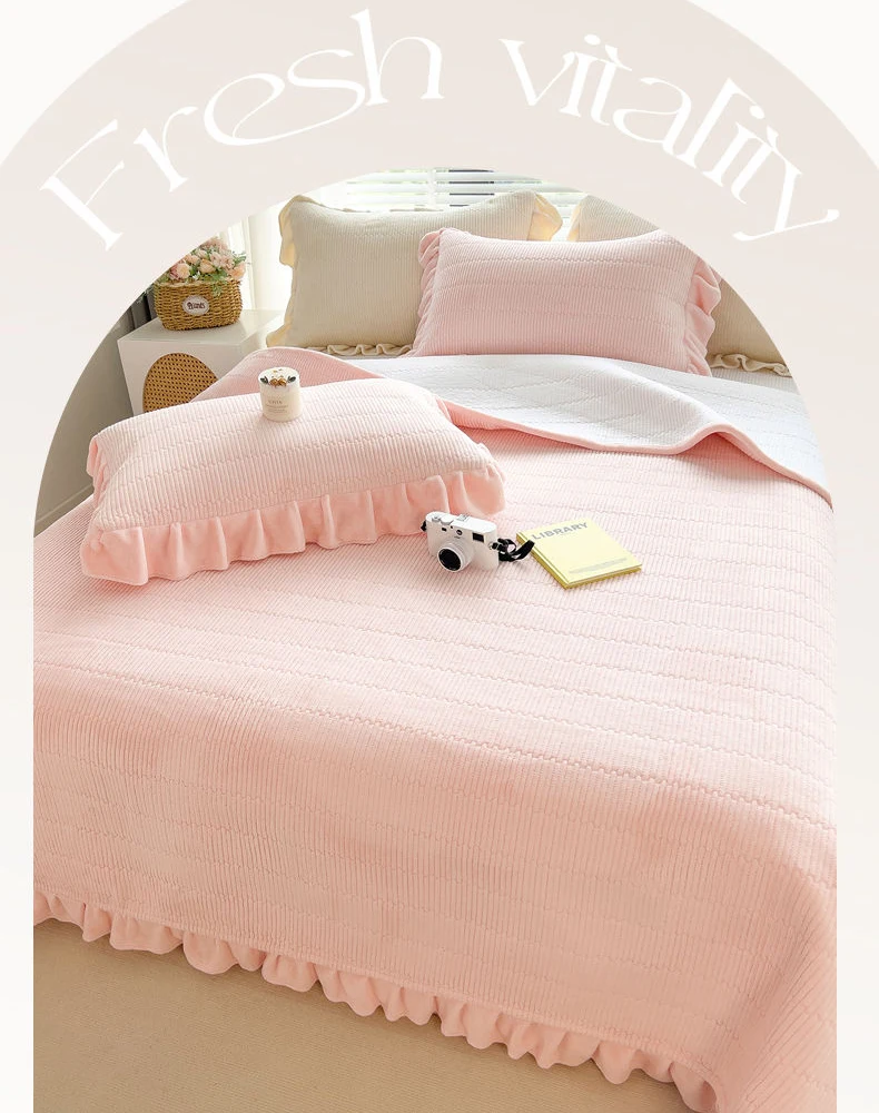 Thickened Milk Fleece Bed Cover Laminated Cotton Single Piece Winter Warm Non-slip Sheet Blanket Double Crystal Fleece Blankets bedding set