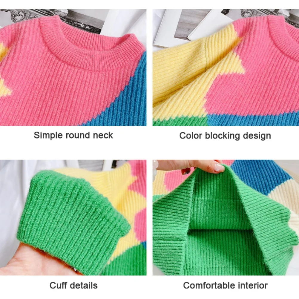 Korean Girls Autumn and Winter Sweater Kids Fashionable Comfortable Sweater Warm Soft Children for 1-7 Years