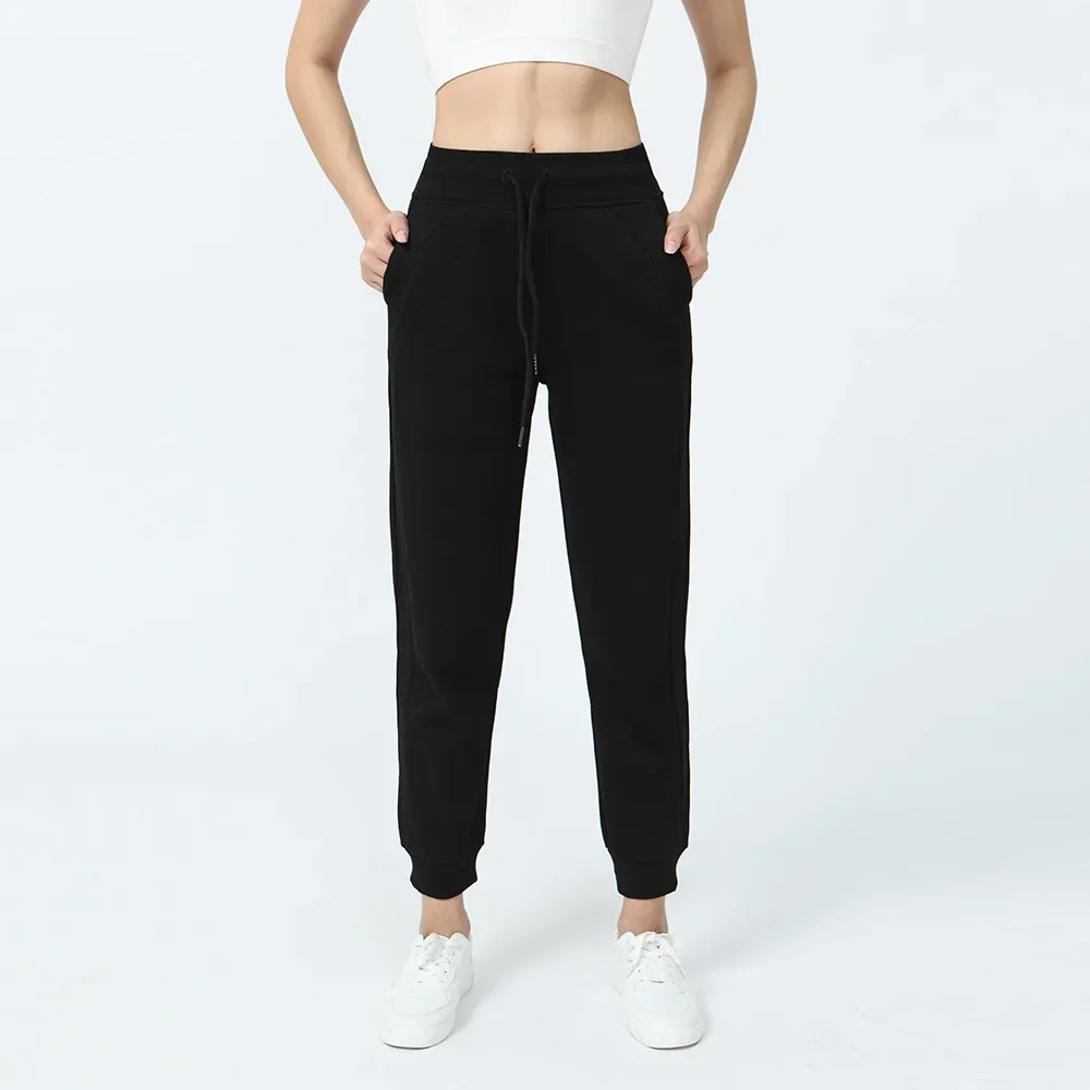 Fleece-Lined Yoga Suit Autumn/Winter Scuba Women's High-Waist Sweatpants Brushed Warm Fitness Casual Pants
