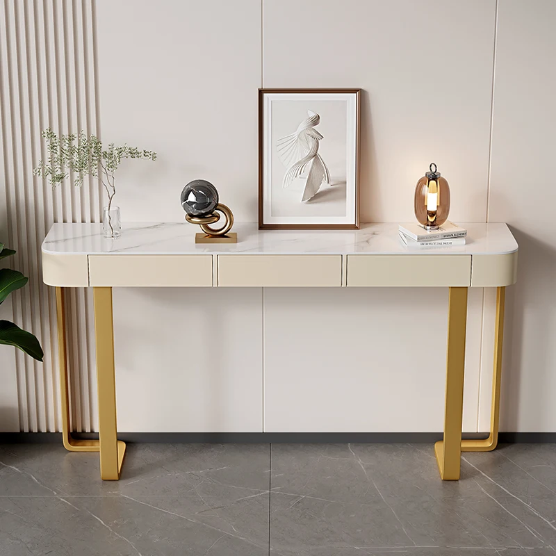 Luxury Glossy Console Table For Hallway Living Room Slate Porch Side Table High-quality Drawer Cabinet Home Furniture 80/100/120