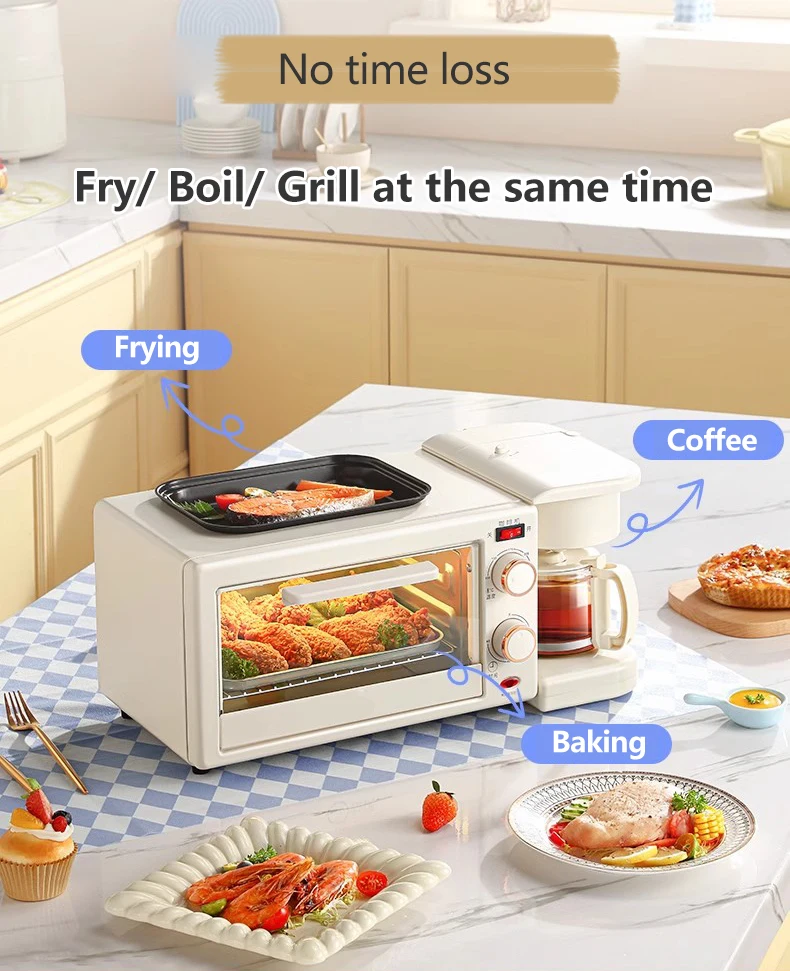 Description Picture 4 of item12L Multifunctional Bake oven Drip coffee maker 3 in 1 breakfast machine Tea boiler Sandwich Toast Roaster Non-stick Frying pan